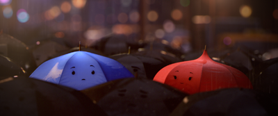 Blue and Red Umbrellas