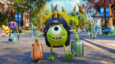 Mike Wazowski arriving at MU