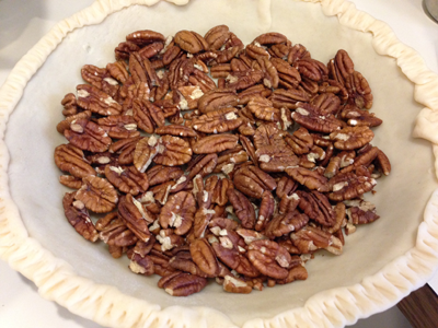 Bourbon Pecan Pie - just pecans and shell