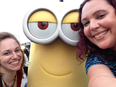 Kait, a Minion, and me at the BlogHer15 party hosted by McDonalds