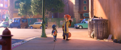 Judy Hopps (Ginnifer Goodwin) confronting Nick Wilde (Jason Bateman)