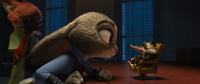 Judy Hopps (Ginnifer Goodwin) faces off against Mr. Big (Maurice LaMarche)