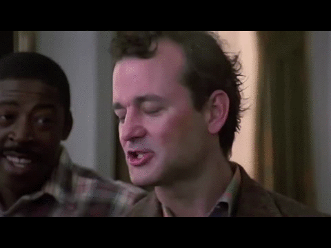 [animated gif] Bill Murray in Ghostbusters: "Human sacrifice, dogs and cats living together...MASS HYSTERIA!"
